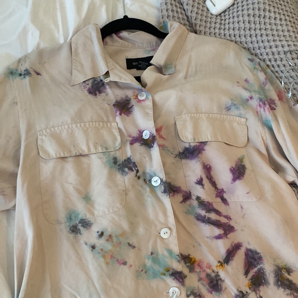 Vintage Tie-Dye Silk Blouse